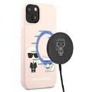 Husa Karl Lagerfeld KLHMP13MSSKCI iPhone 13 6,1" hardcase jasnoróżowy/light pink Silicone Ikonik Karl & Choupette Magsafe