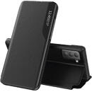 Husa Hurtel Eco Leather View Case elegant bookcase type case with kickstand for Samsung Galaxy S21 FE black