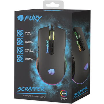 Mouse Mouse Fury Scrapper Negru 6400 dpi USB Optic