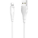 Cablu Date si Incarcare USB la Lightning Borofone Optimal BX18, 3 m, Alb