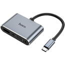 Adaptor Video USB Type-C la HDMI / VGA / USB / USB-C HOCO HB30 Eco, Gri Inchis
