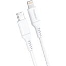 Cablu Date si Incarcare USB Type-C la Lightning XO Design TK04, 1 m, Alb