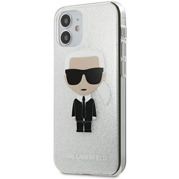Husa Karl Lagerfeld Husa Capac Spate Glitter Ikonik Karl Argintiu APPLE Iphone 12 mini