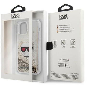 Husa Karl Lagerfeld Husa Liquid Glitter Choupette iPhone 12 Pro Max Auriu