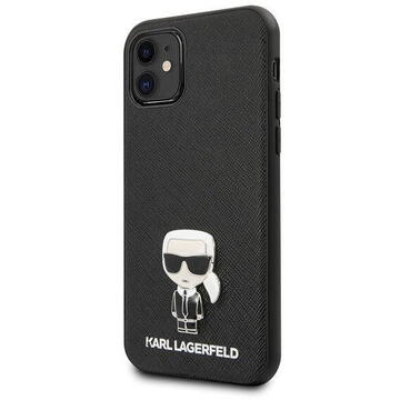 Husa Karl Lagerfeld Husa Saffiano Ikonik Metal iPhone 12 Mini Negru