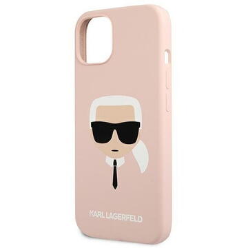 Husa Karl Lagerfeld Husa Silicon Karl's Head iPhone 13 Mini Roz Deschis