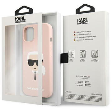 Husa Karl Lagerfeld Husa Silicon Karl's Head iPhone 13 Mini Roz Deschis