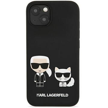 Husa Karl Lagerfeld Husa Silicon Karl &amp; Choupette iPhone 13 Mini Negru