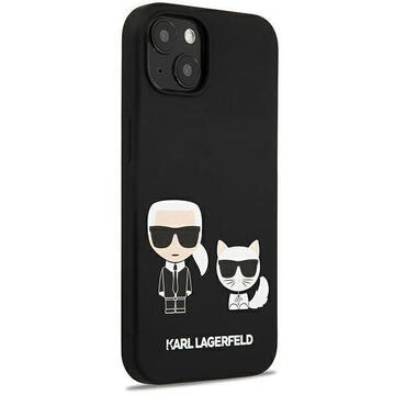 Husa Karl Lagerfeld Husa Silicon Karl &amp; Choupette iPhone 13 Mini Negru