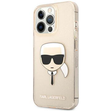 Husa Karl Lagerfeld Husa Glitter Karl's Head iPhone 13 Pro Auriu