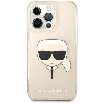 Husa Karl Lagerfeld Husa Glitter Karl's Head iPhone 13 Pro Auriu