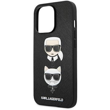 Husa Karl Lagerfeld Husa Saffiano Karl&amp;Choupette iPhone 13 Pro Negru
