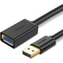 CABLU USB Ugreen prelungitor, "US129" USB 3.0 (T) la USB 3.0 (M), 1m, negru