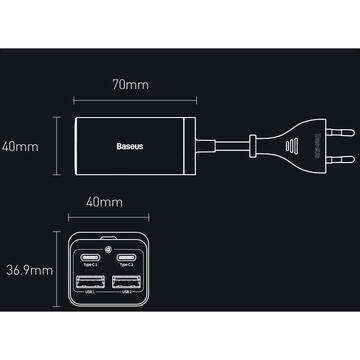 Incarcator de retea Baseus GaN3 Pro, 2x USB-C, 2x USB, 65W, negru