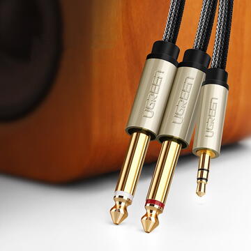 Accesorii Audio Hi-Fi UGREEN AV126 Cable TRS 3.5 mm to 2x TS - 1m (grey)