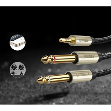 Accesorii Audio Hi-Fi UGREEN AV126 Cable TRS 3.5 mm to 2x TS - 1m (grey)
