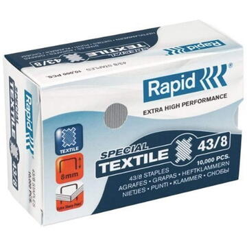 Capse RAPID 43/8G textile, 10000 buc/cutie - pentru capsator RAPID Classic K1 Textile
