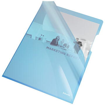 Mapa "L" pentru documente A4, 150 microni, 25/set, ESSELTE - albastru transparent