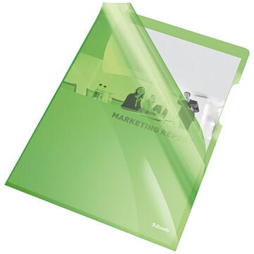 Mapa "L" pentru documente A4, 150 microni, 25/set, ESSELTE - verde transparent