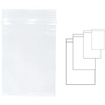 Pungi plastic cu fermoar pentru sigilare,  40 x  60 mm, 100 buc/set, KANGARO - transparente