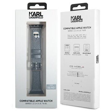 Husa Husa de protectie Karl Lagerfeld Karl Head PU pentru Apple Watch 38/40mm, KLAWMOKHG, Argintiu