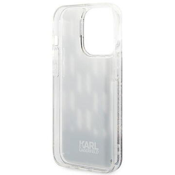 Husa Husa telefon Karl Lagerfeld pentru iPhone 14 Pro, Monogram Liquid Glitter, Plastic, Negru