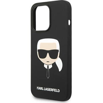 Husa Husa telefon Karl Lagerfeld pentru iPhone 14 Pro, Karl Head, Silicon lichid, Negru