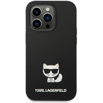 Husa Husa telefon Karl Lagerfeld pentru iPhone 14 Pro, Choupette, Silicon lichid, Negru