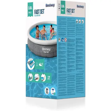 Bestway Fast Set above ground pool set, 366cm x 76cm, swimming pool (slate, with filter pump)