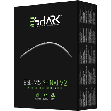Mouse Mouse gaming eShark SHINAI-V2 12000 DPI Negru USB Optic Cu fir