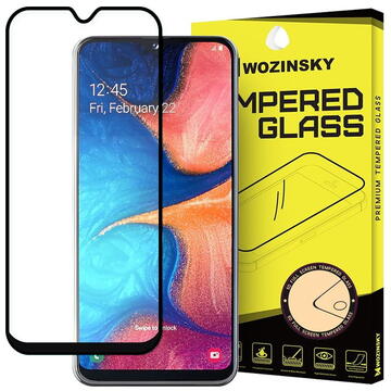 Folie Protectie Ecran WZK pentru Samsung Galaxy A20e, Sticla securizata, Full Face, Full Glue, Neagra