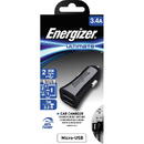 Energizer DCA2CUMC3 3.4A, 2 X USB, Negru