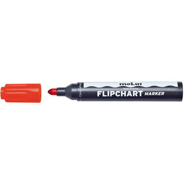 Flipchart marker varf rotund, corp plastic, MOLIN - rosu