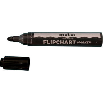 Flipchart marker varf rotund, corp plastic, MOLIN - negru