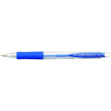 Creion mecanic PENAC Sleek Touch, rubber grip, 0.7mm, varf metalic, corp transp - accesorii albastre