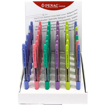 Display pixuri PENAC Sleek Touch, rubber grip, 1.0mm, 36 buc/display - culori corp asortate
