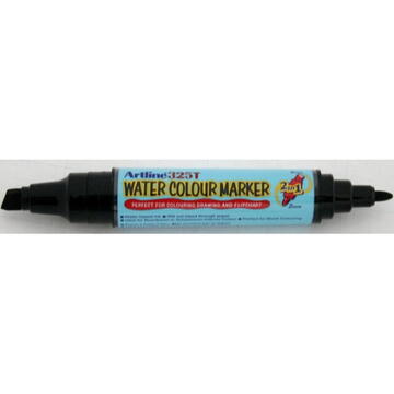 Watercolor marker ARTLINE 325T, doua capete - varf rotund 2.0mm/tesit 5.0mm - negru
