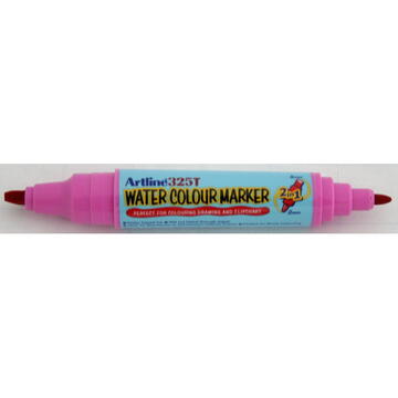 Watercolor marker ARTLINE 325T, doua capete - varf rotund 2.0mm/tesit 5.0mm - roz