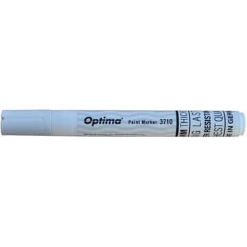 Marker cu vopsea Optima Paint 3710, varf rotund 4.5mm, grosime scriere 2-3mm - alb