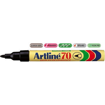 Permanent marker ARTLINE 70, corp metalic, varf rotund 1.5mm - negru