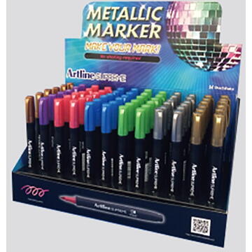 Display ARTLINE Supreme Metallic 1mm, 5 cul x 12 buc + 2 cul x 6 buc/display - diverse culori