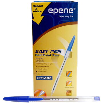 Pix unica folosinta transparent, varf 1.0mm, EPENE Easy Pen - albastru