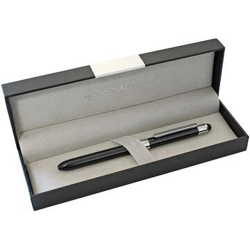 Pix multifunctional de lux PENAC Slim Touch, in cutie cadou, corp negru - accesorii argintii