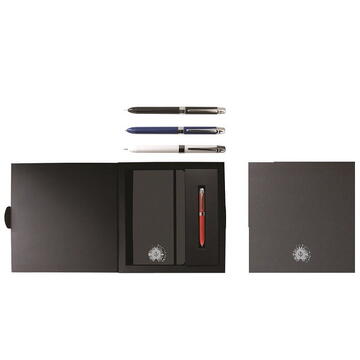 Set pix multifunctional de lux PENAC ELE-001 + notebook, cutie cadou, corp rosu - accesorii metalice
