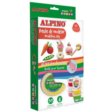 Articole pentru scoala Kit 6 culori x 40gr plastilina magica, ALPINO Foody