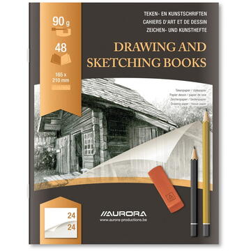 Articole pentru scoala Caiet desen A5, 24 file - 90g/mp, pentru schite creion, AURORA D"Art - hartie alba