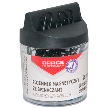 Accesorii birotica Dispenser magnetic cilindric, echipat cu 100 agrafe negre 28mm, Office Products - capac negru