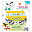 Stick'n Carte educativa Stick"n Tracing Work Book - Vehicles Parade