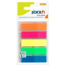 Stick'n Stick index plastic transparent color 45 x 12 mm, 5 x 25 file/set, Stick"n - 5 culori neon