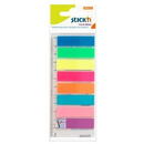 Stick'n Stick index plastic transp. color 45 x 12 mm, 8 x 25 file/set + rigla, Stick"n - 8 culori neon